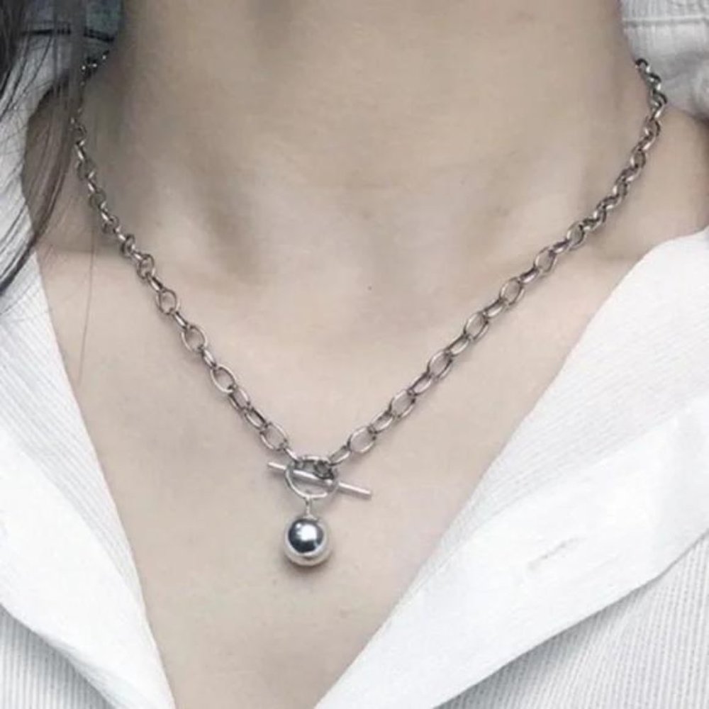 “18” NEW 925 STERLING SILVER ROUND BEAD PENDANT NECKLACE